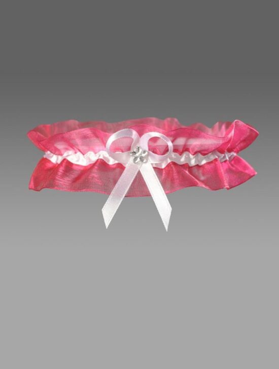 Rode kousenband met kristal bloem P12